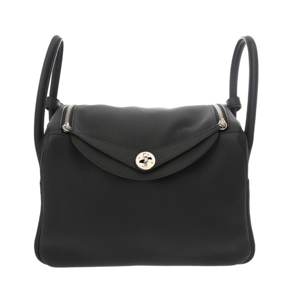 HERMES Lindy 30 Black U Stamp (circa 2022) Women's Taurillon Clemence Leather... - Picture 2 of 11